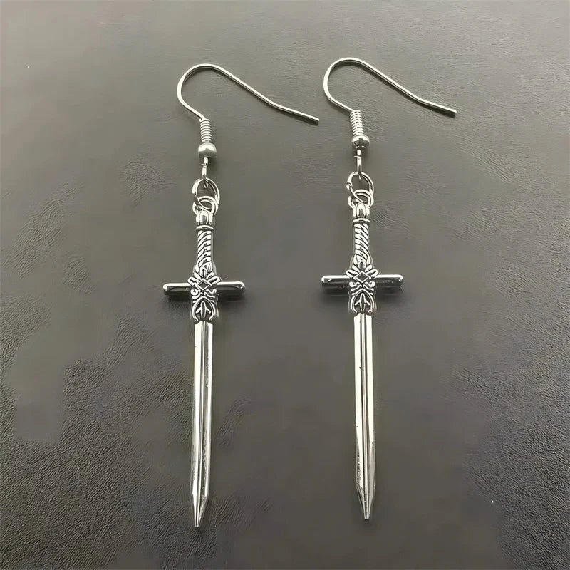 Vintage Sword Dagger Long Drop Earring