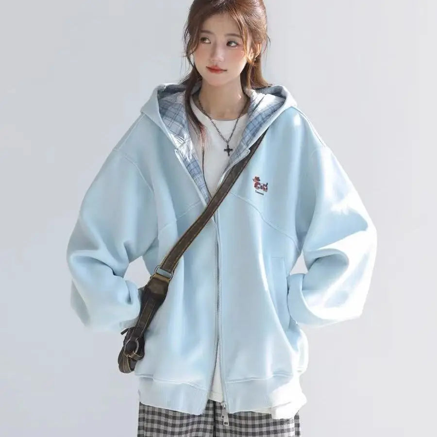 Stylish Colorful Zipper Long Sleeve Sweatshirt