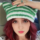 Cute Cat Ears Striped Beanie