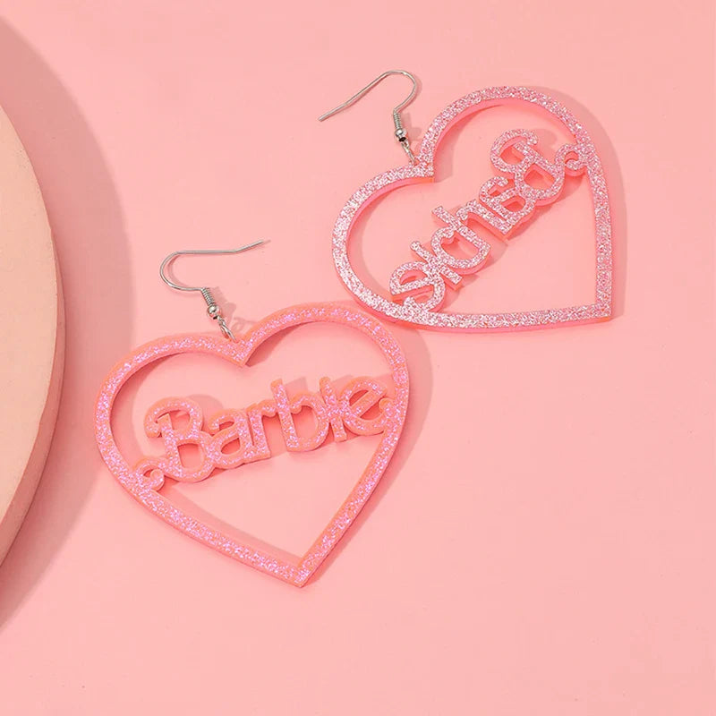 Luxury Creative Acrylic Barbie Heart Earrings