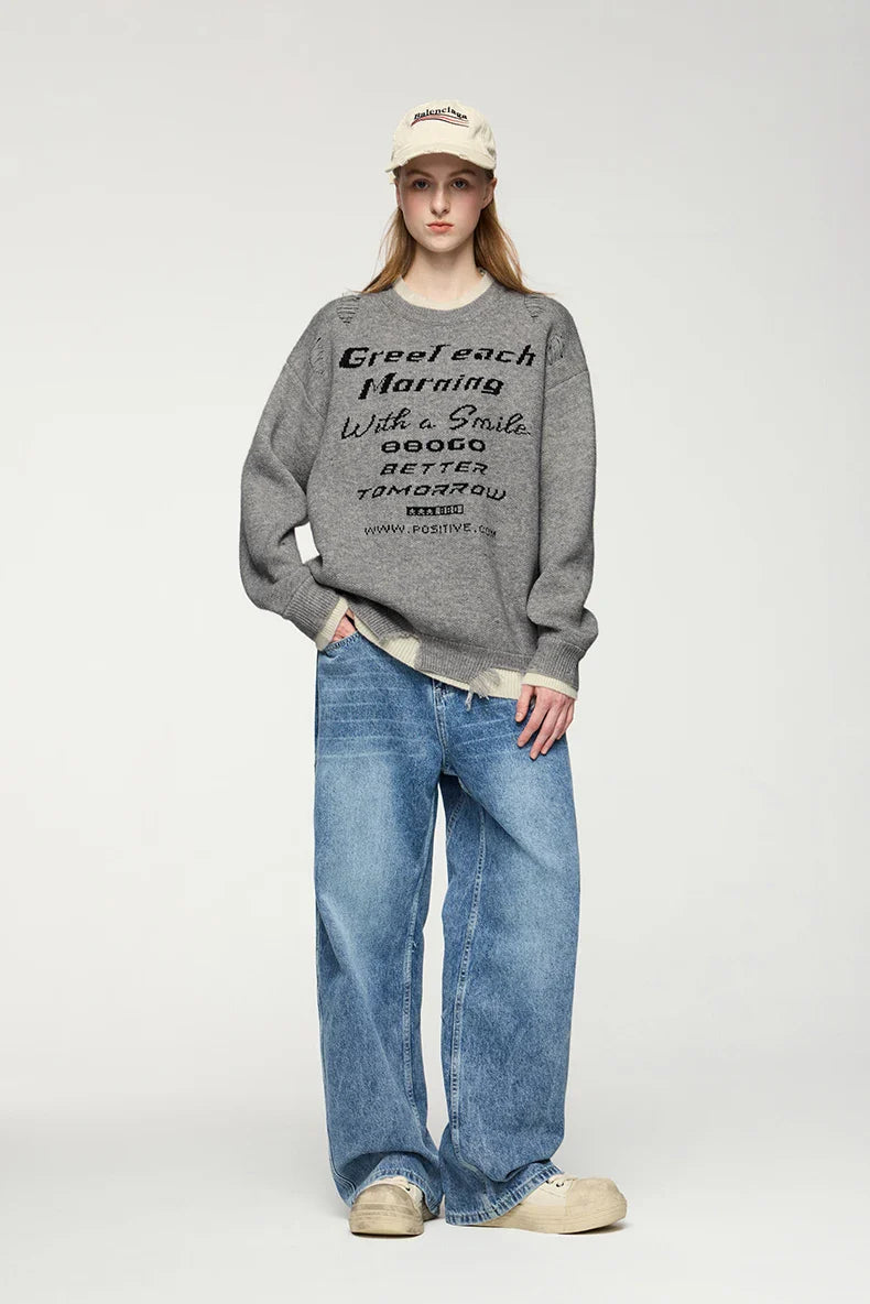 Positive Morning Text Sweater