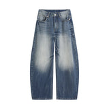 Durable Contrast Color Curved Knife Wide-Leg Jeans
