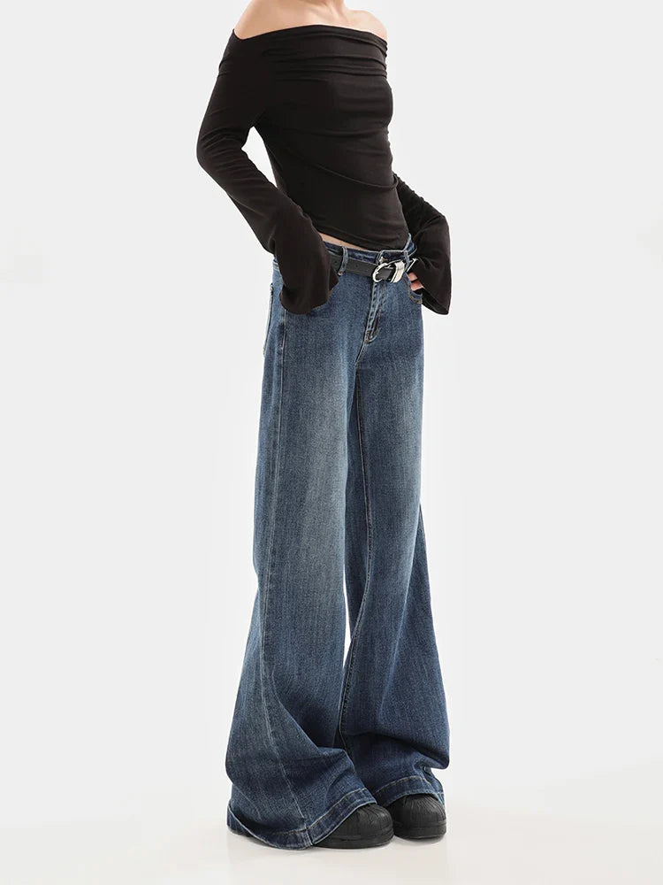 Minimal Look Vintage Slim Flare Denim Jeans