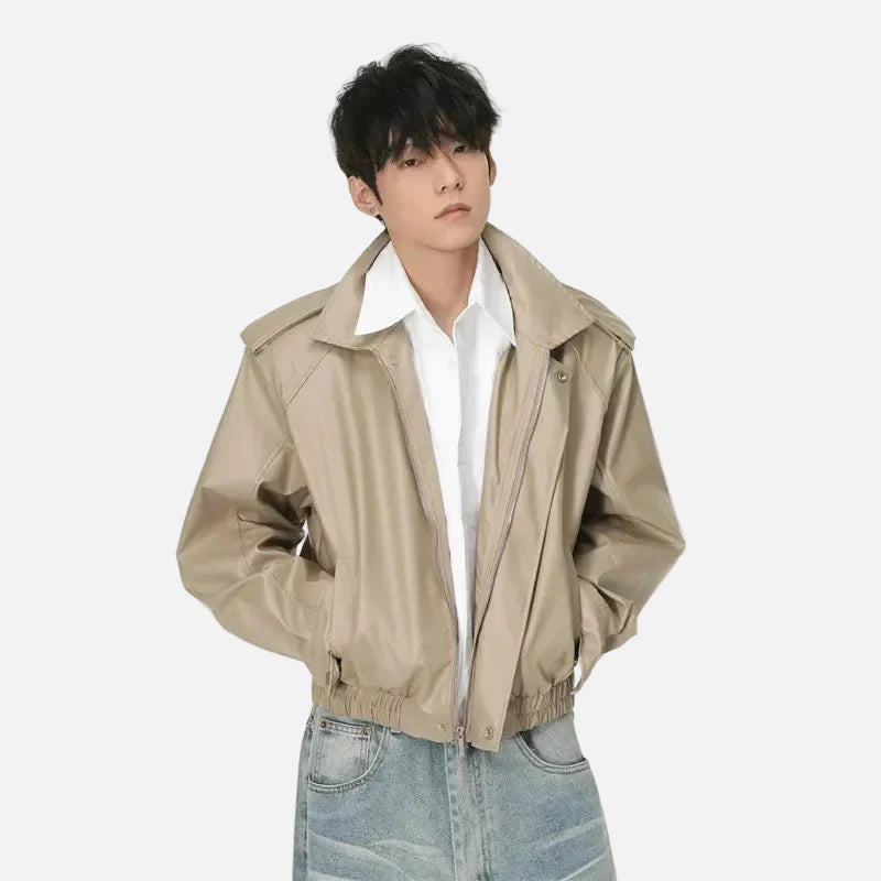 Trendy Korean Style Classic PU Leather Jacket