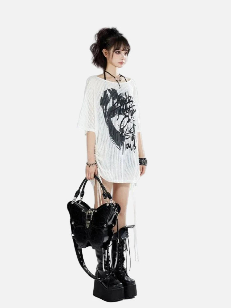 Y2K Gothic Summer Letter Print Casual T-Shirt