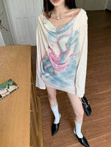 "Y2K Illustration Graphic Knit Top