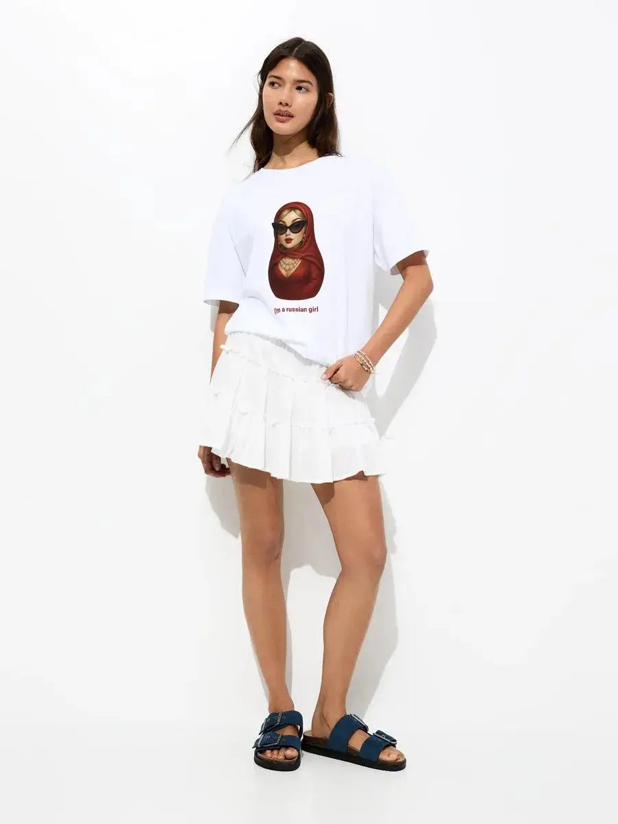 Versatile American Style Cartoon Print Casual T-Shirt