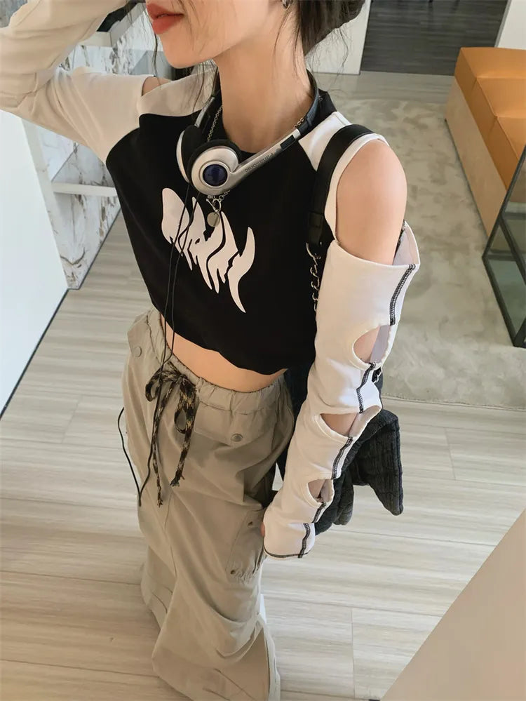 Y2k Off Shoulder T-shirt