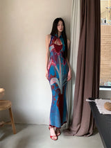 Y2K Floral Sleeveless Bodycon Midi Dress