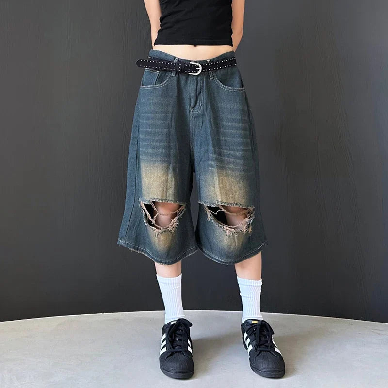 Y2K Ripped Baggy Jorts