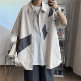 Chemise japonaise décontractée et polyvalente à couleurs contrastées