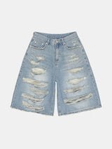 Plush Stylish Ripped Holes Denim Jorts
