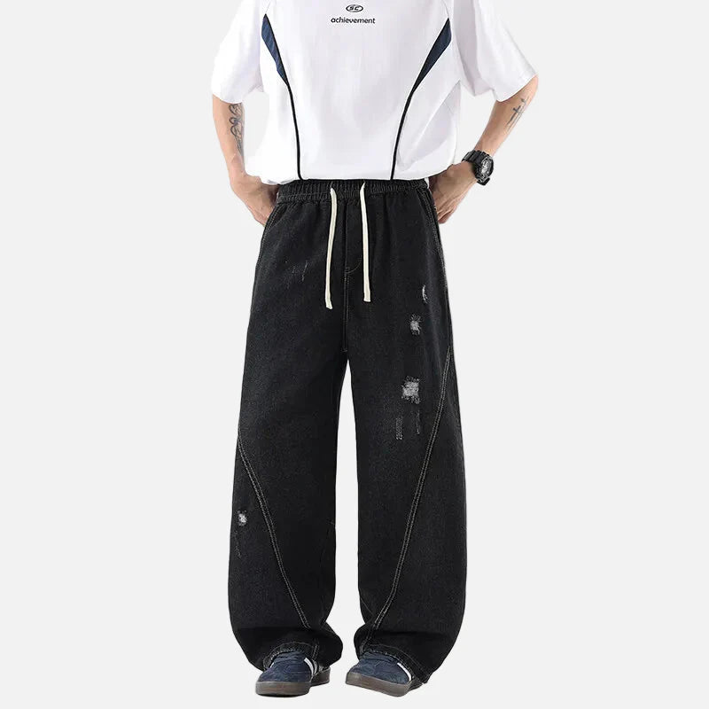 Durable Loose Wide Leg Washed Denim Jeans