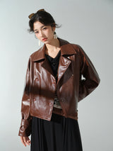 Schicke Motorradjacke aus PU-Leder im Hongkong-Stil