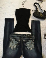 Y2K Embroidered Wide-Leg Jeans