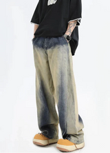 Retro Color Loose Boy Friend Wide Leg Jeans