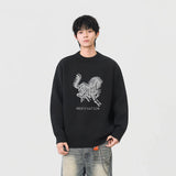 Cozy Horse Print Crew Neck Classic Sweater