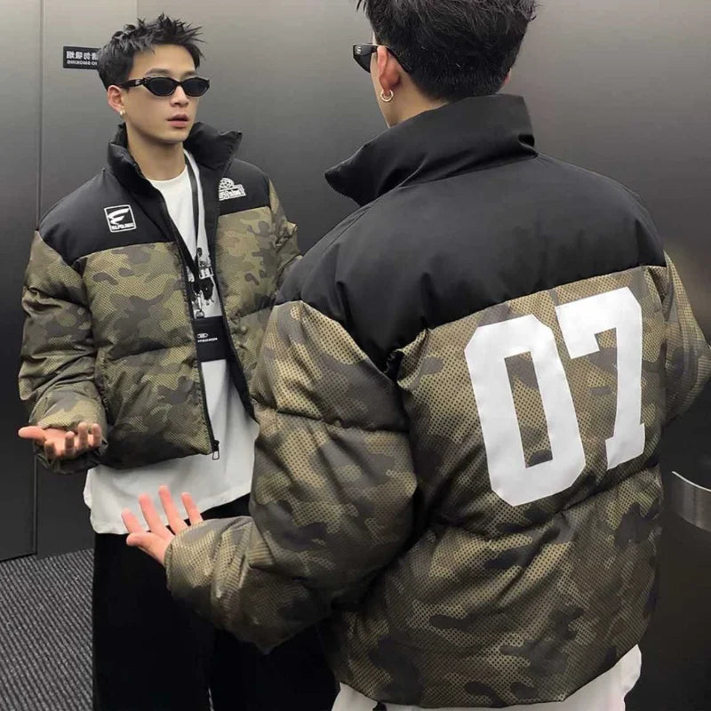 Veste matelassée en coton patchwork camouflage hivernal