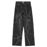 Spliced Streetwear Denim Cargo Pants