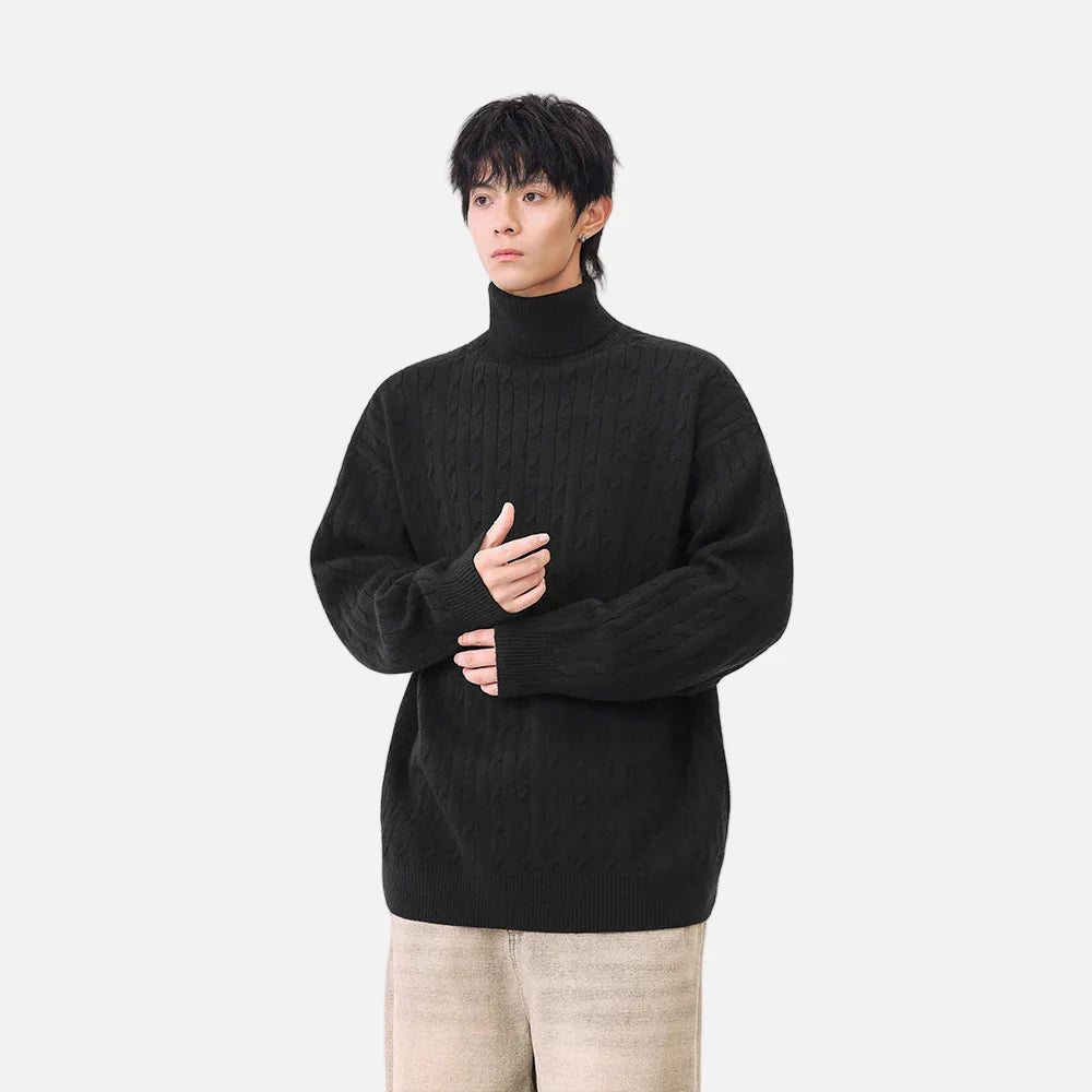 Cozy Cable Knit High Neck Turtleneck Sweater
