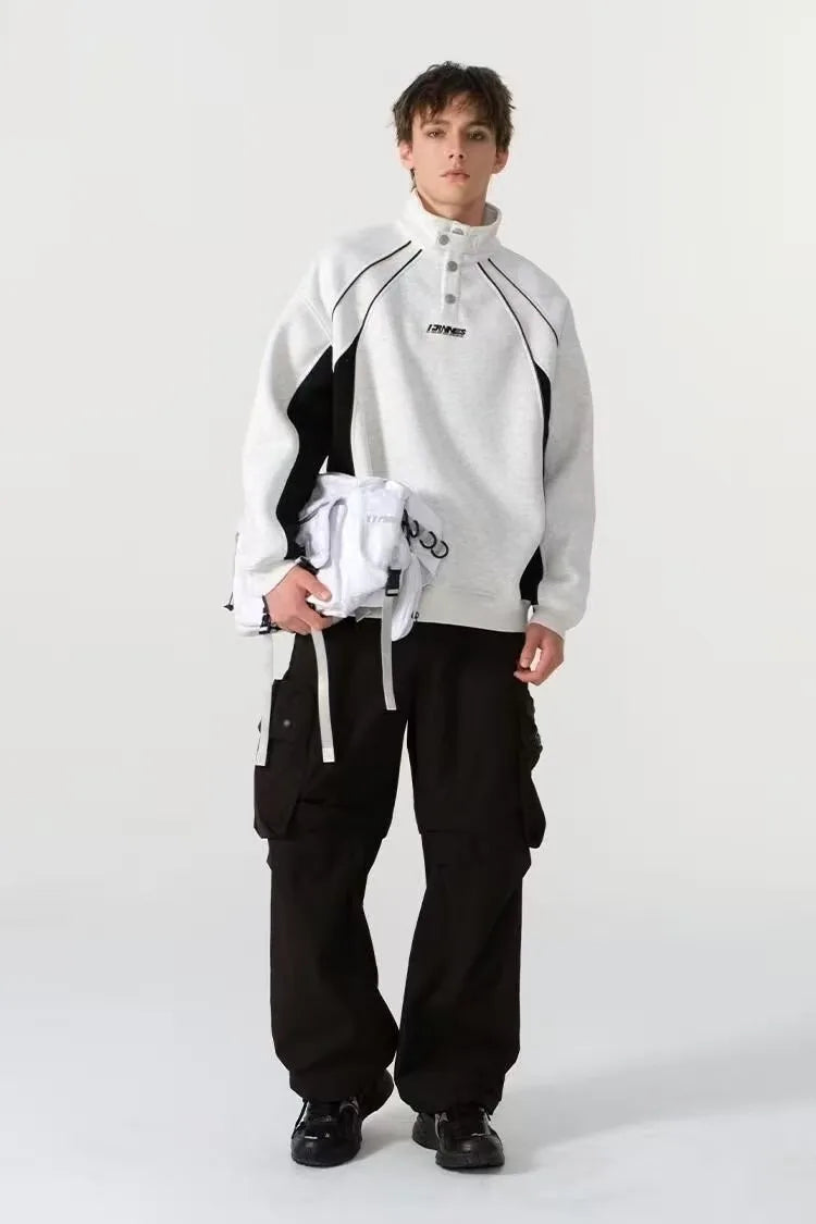 Y2K Streetwear High Collar Casual Long Sleeve Sweatshirt