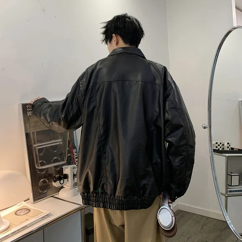 Handsome Retro American Brown Leather Jacket