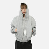 Doppellagiger Kapuzenpullover mit Kordelzug