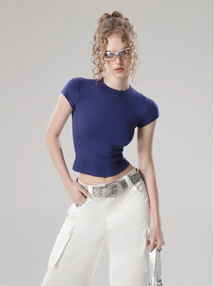 Damen-Crop-Top in Unifarbe
