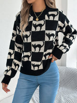 Y2K Signature Halloween Plaid Knitted Sweater