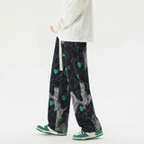 Vintage Graffiti Printed Straight Leg Sweatpants