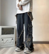 Fringe Distressed Vintage Style High-Waisted Jeans