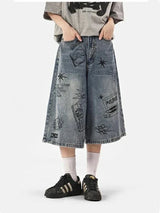 Y2K Women's Printed Washed Jorts