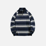Y2K Retro Loose Stripes Half Zipper Sweatshirt