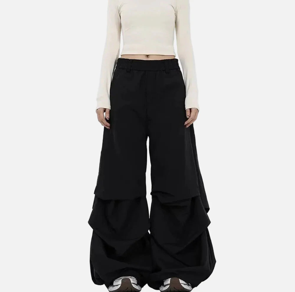 American Style Solid Color Wide Leg Pants