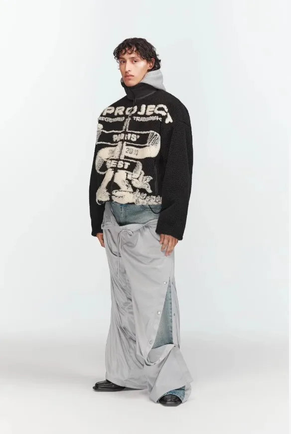 Veste en laine polaire confortable à col montant style streetwear