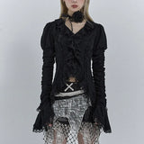Chemise évasée en dentelle noire style gothique vintage