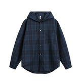 Chemise à capuche à carreaux oversize douce et confortable, style streetwear