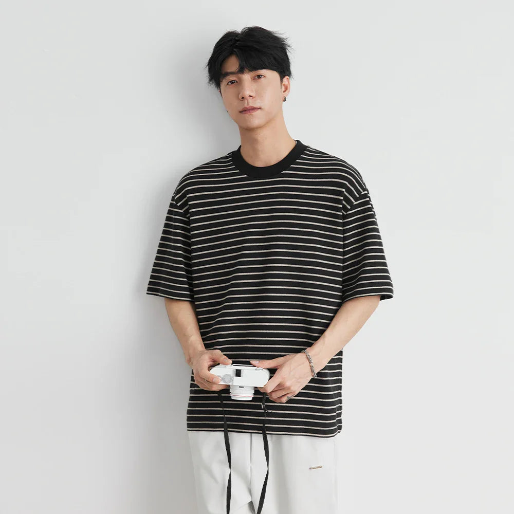 Y2k Men's Cool Comfortable Striped Short Sleeve T-Shirt