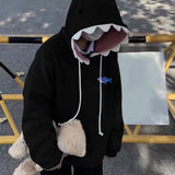 Y2K Funny Shark Patchwork Kawaii Hoodie