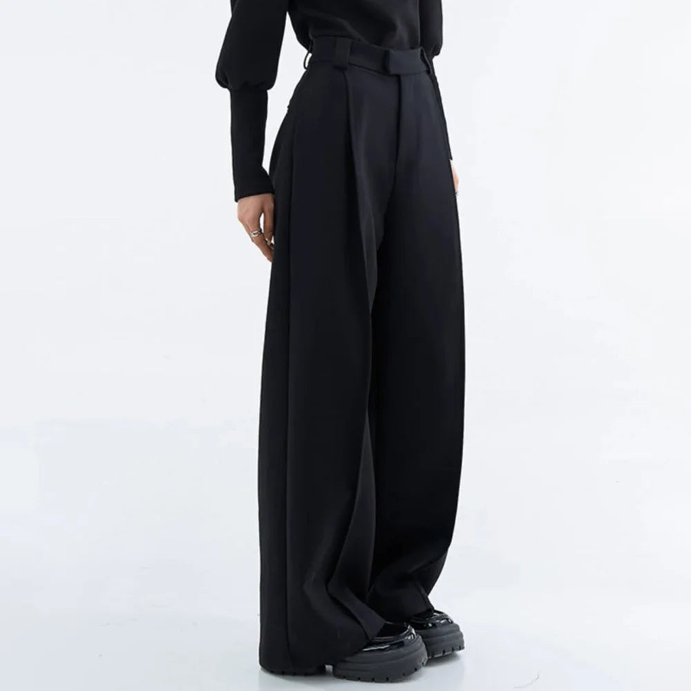American Pleated Solid Color Casual Trousers