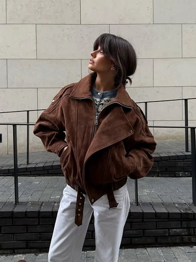Vielseitige Retro-Jacke mit Schnürung und Reißverschluss