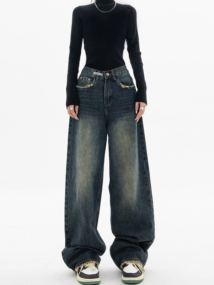 Jean vintage taille haute pour femme