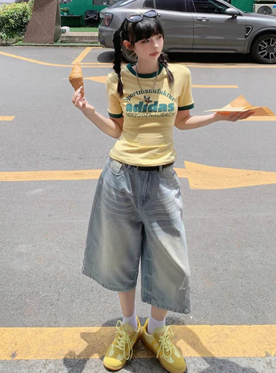 Retro Wide Leg Baggy Denim Jorts