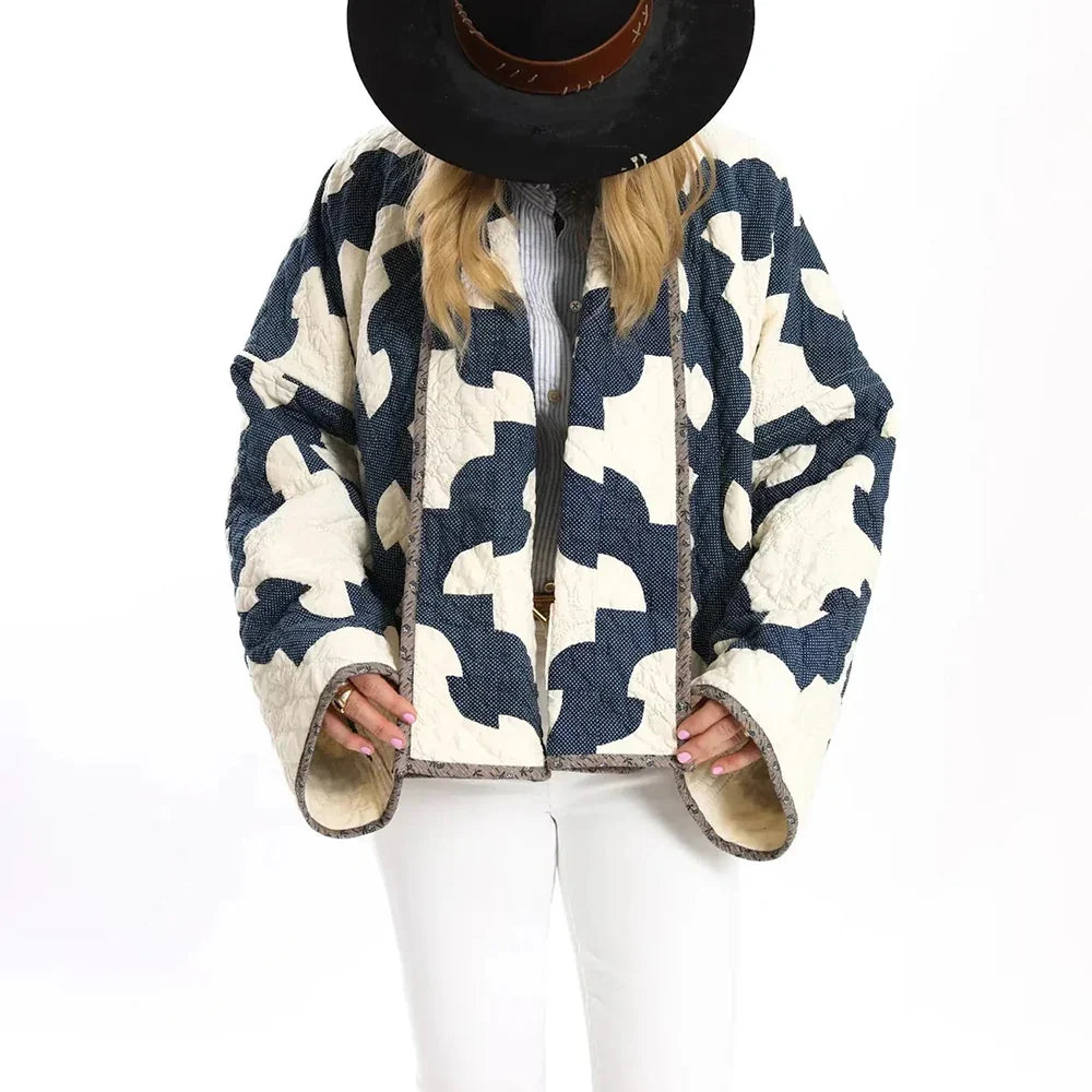 Veste à revers ample, chic et résistante, colorblock
