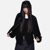 Winter Rivet Rabbit Ears Loose Casulal Sweatshirt
