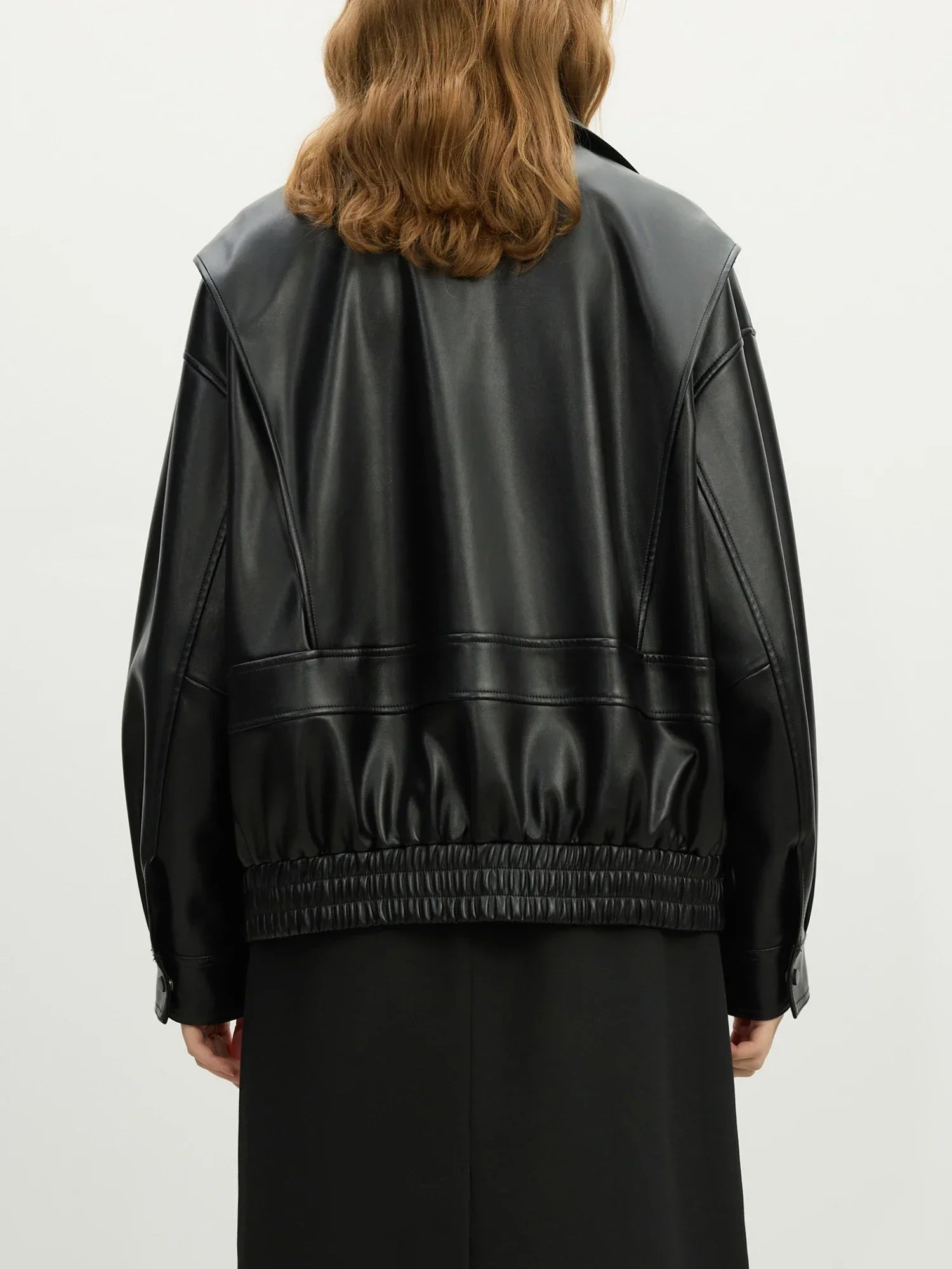 Schwarze, lässige Lederjacke für Damen