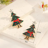 Green Red Crystal Christmas Tree Earrings