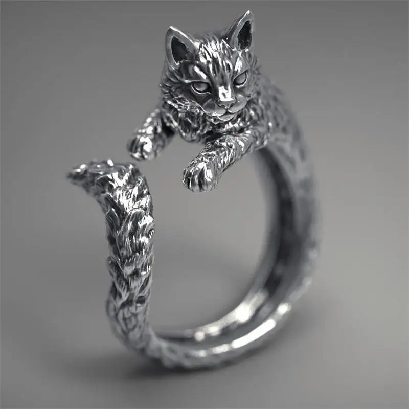 Vintage Witch Cat Opening Ring