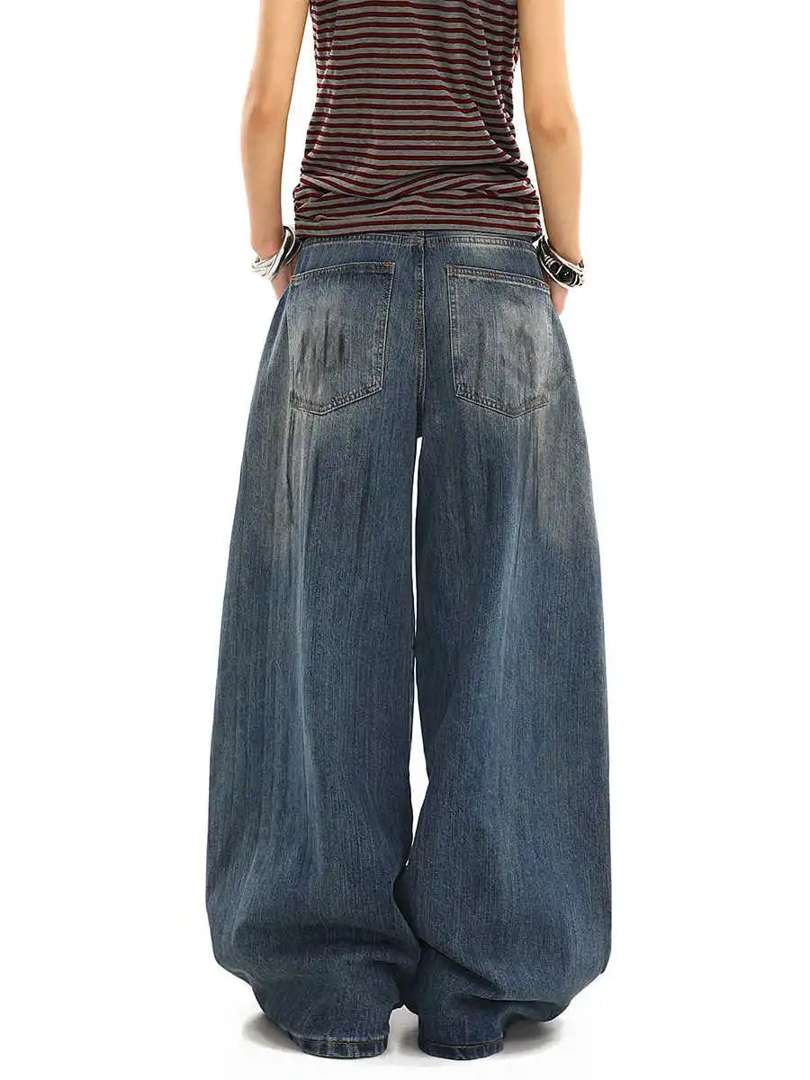 Vintage Oversize Style blaue Boyfriend-Jeans