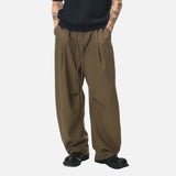 American Solid Color Relaxed Fit Linen Wide Leg Pants